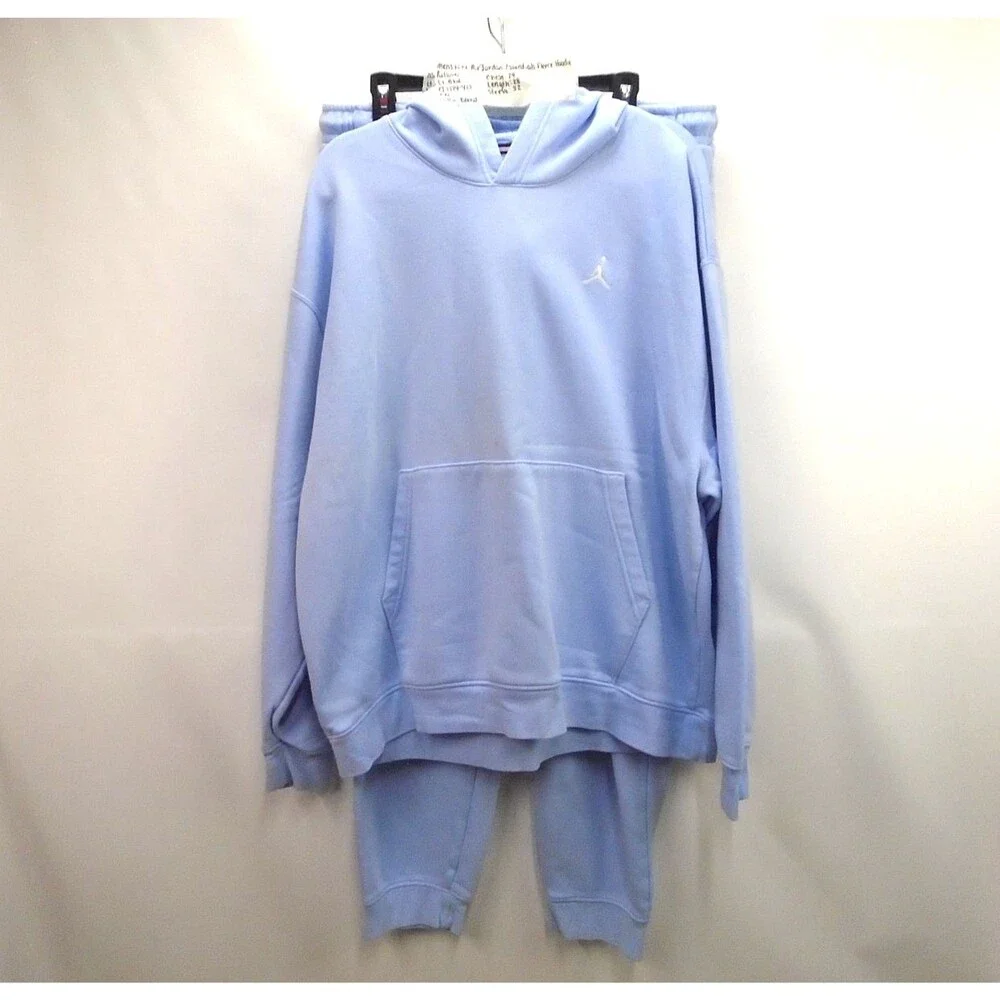 Mens Air Jordan Essentials Fleece 2 Piece Set XXL Lite Blue Pullover & Sweats